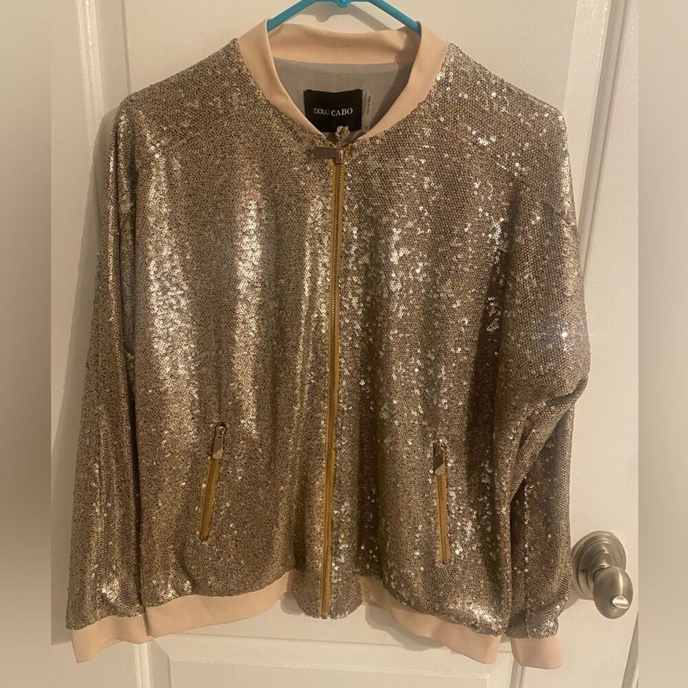 GUC Dolce Cabo Gold Sequin Bomber Jacket size S